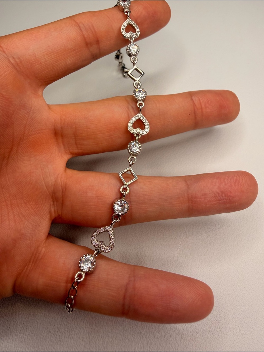 925 Sterling Silver Swarovski Stone Charm Bracelet - Picture 6 of 11